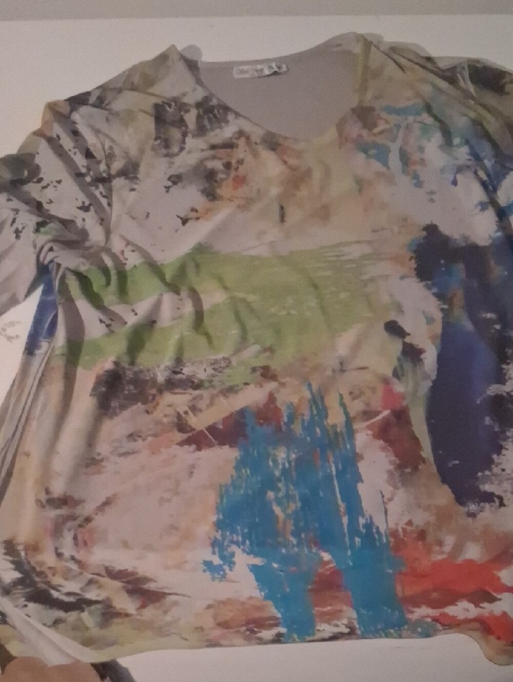 Sole Dione Studio Abstract Paint Splash Tunic Top 1X - Picture 3 of 6